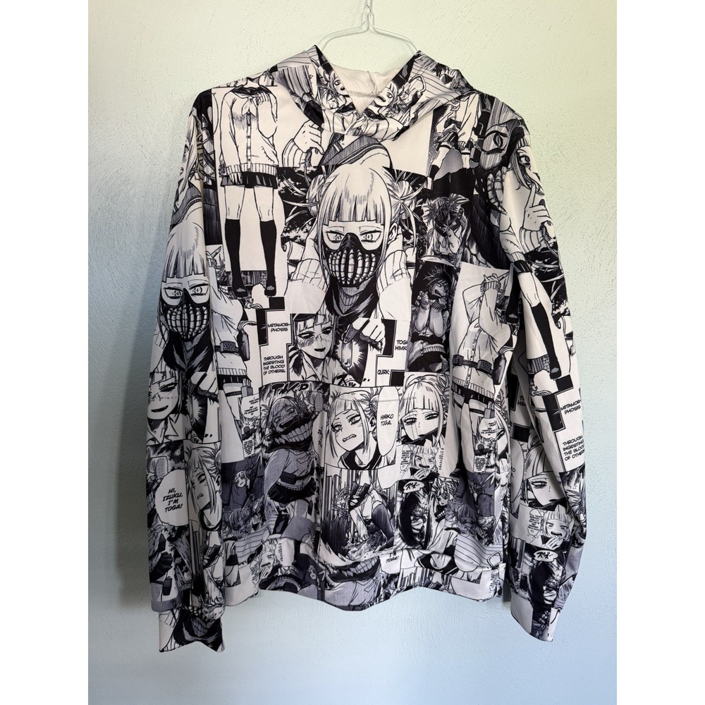 My Hero Academia Himiko Toga Manga Panel All Over Print Hoodie Mens XL Black